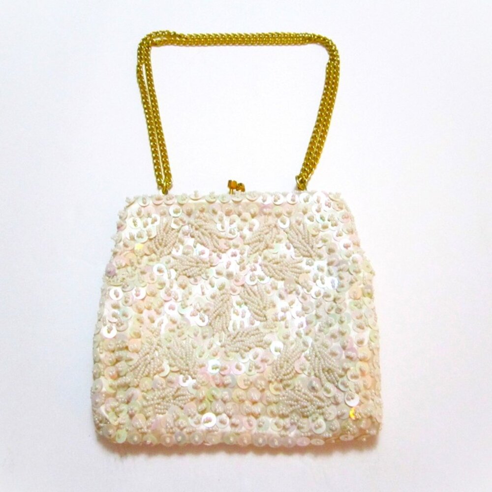 Hand Beaded Bag Formal Evening Ivory